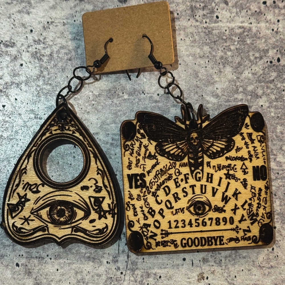 Death Moth Planchette & Spirit Board Earrings, Occult, Witchy  Goth Jewelry